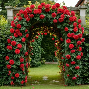 Роза плетистая Алый Триумф купить по цене от 319р. в интернет-магазине «Посадика» с доставкой почтой в в Каменск-Уральскийе и по всей России – [изображение №1].